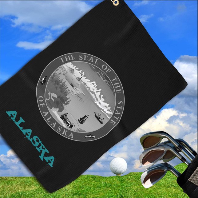 Golfing Alaska & Alaskan coat of arms / flag Golf Towel (Creator Uploaded)