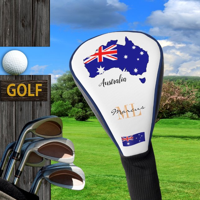 Golfing Australia, map, Australian Flag / Aussie Golf Head Cover (Creator Uploaded)