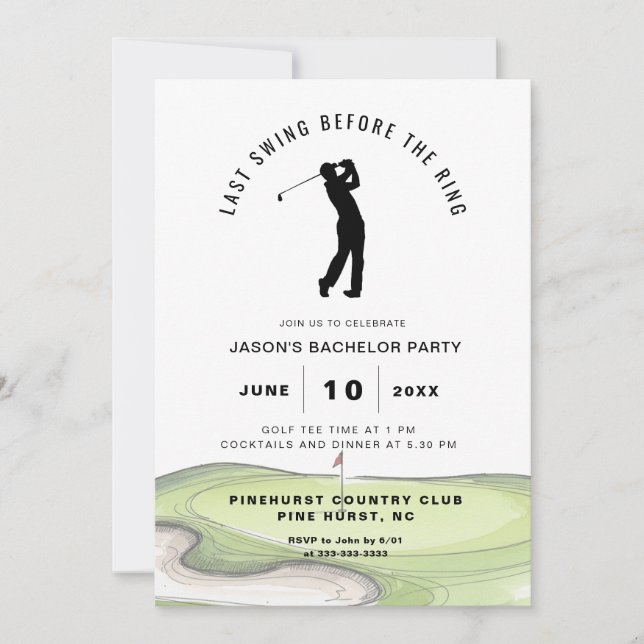 Golfing Bachelor Party Invitation (Front)