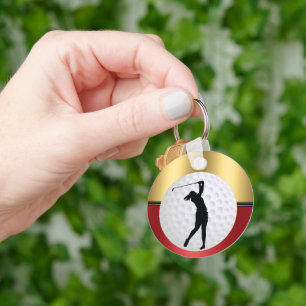Golfing ball and golfer Elegant background Keychain
