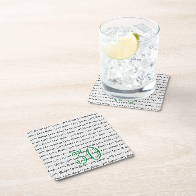 Golfing Birthday 30 LET'S BOGEY Fun Golf Ball  Square Paper Coaster (Insitu)