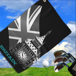 Golfing Britain & Big Ben, British flag Golf Towel