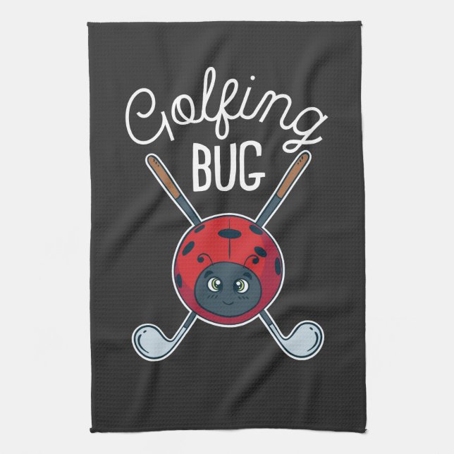 Golfing Bug Cute Outdoor Sports Golf Gag Novelty Kitchen Towel (Vertical)