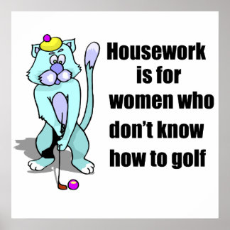 Golfing Cat Poster