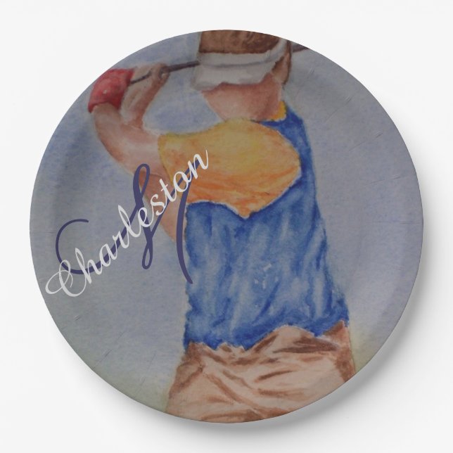 Golfing Celebration Party Paper Plate (Front)