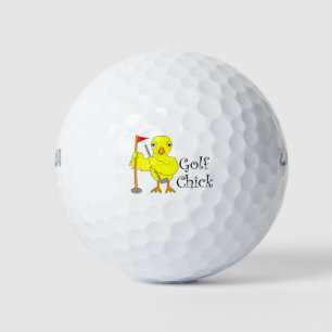 Golfing Chick Text Golf Balls