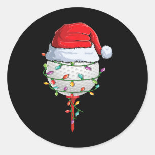 Golfing Christmas Pajama Fun Holiday Golf Ball San Classic Round Sticker