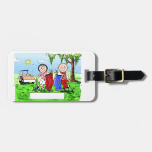 Golfing Couple - Personalized Cartoon Luggage Tag
