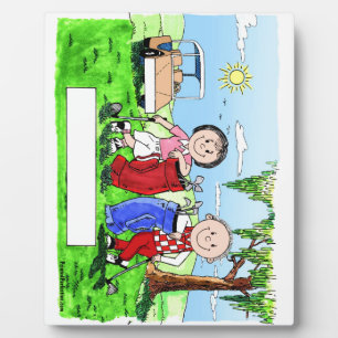 Golfing Couple - Personalized Cartoon Plaque