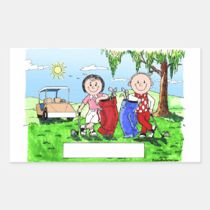 Golfing Couple - Personalized Cartoon Sticker
