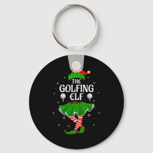 Golfing Elf Christmas Family Girls Women Elf Squad Keychain