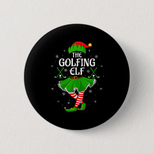 Golfing Elf Christmas Girls Women Elf Squad Xmas F 2 Inch Round Button