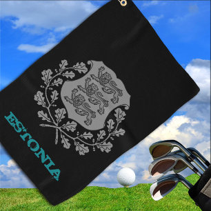 Golfing Estonia & Estonian coat of arms / flag Golf Towel