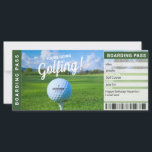 Golfing Gift Certificate Boarding Pass<br><div class="desc">Instantly personalize your surprise golfing trip boarding pass gift tickets today! Simply click "Personalize" to personalize the ticket with your info. Celebrate a special occasion by typing a special note in the note box on the ticket. Each ticket comes printed on thick, sturdy, quality card stock and a white envelope....</div>