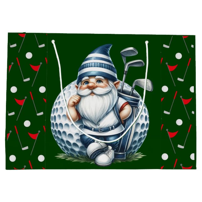 Golfing Gnome  Large Gift Bag (Back)