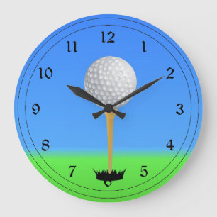 Golfing - Golf Ball on a Tee Large Clock