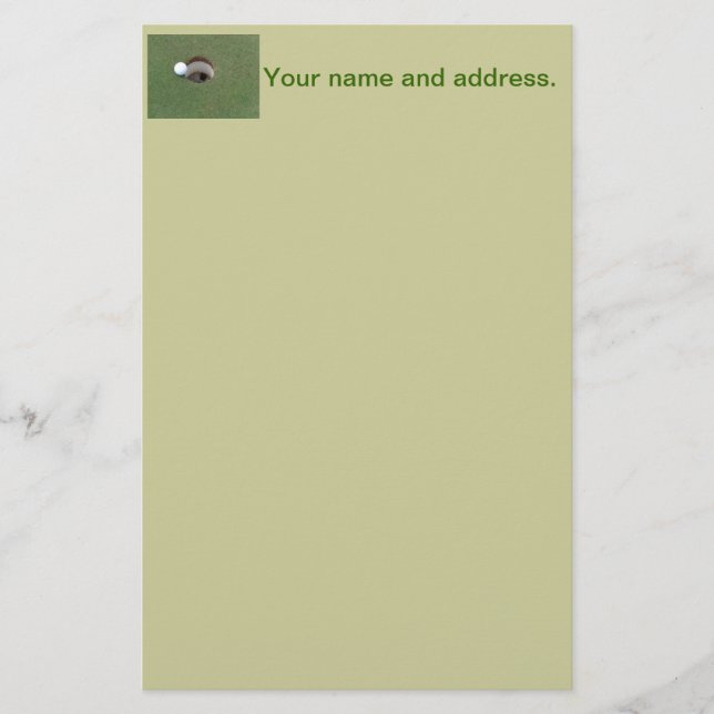 Golfing Golf Course Hole Stationery (Front)