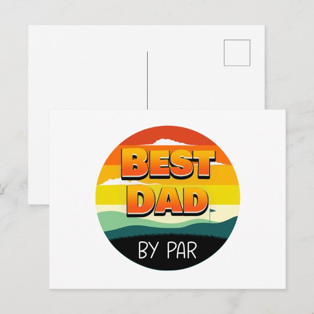 Golfing Golfer Dad Best Dad By Par Postcard (Front/Back)