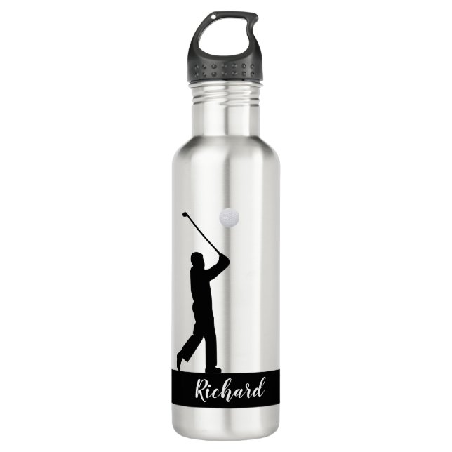 Golfing Golfer Personalized 710 Ml Water Bottle (Front)
