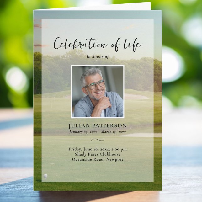 Golfing Golfer Photos Celebration of Life Funeral  Program (Creator Uploaded)