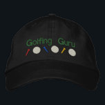 Golfing Guru Embroidered Hat<br><div class="desc">Fun golfing gifts with text saying Golfing Guru. Embroidery features three golf tees and balls. Text can be changed and customized by you.</div>