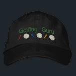 Golfing Guru Embroidered Hat<br><div class="desc">Fun golfing gifts with text saying Golfing Guru. Embroidery features three golf tees and balls. Text can be changed and customized by you.</div>