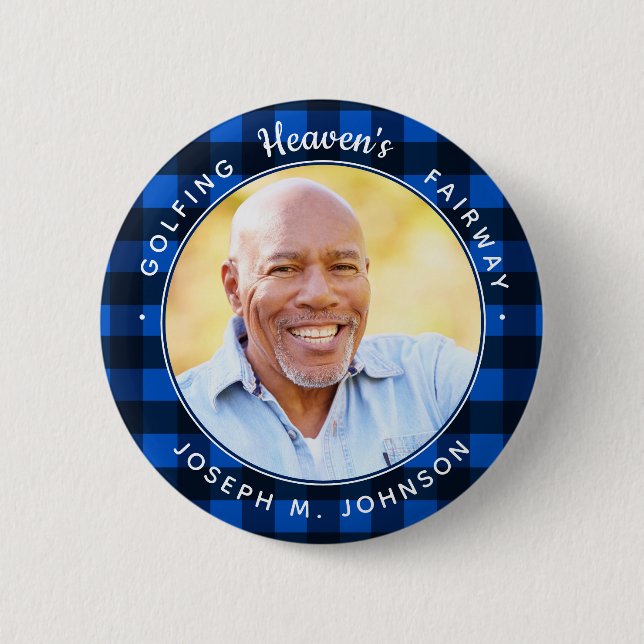 Golfing Heaven's Fairway Photo Golf Memorial 2 Inch Round Button (Front)