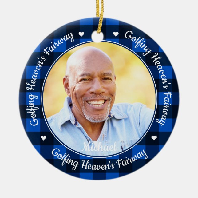 Golfing Heaven's Fairway Photo Golf Memorial  Ceramic Ornament (Front)