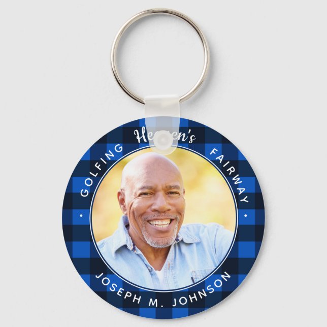 Golfing Heaven's Fairway Photo Golf Memorial Keychain (Front)