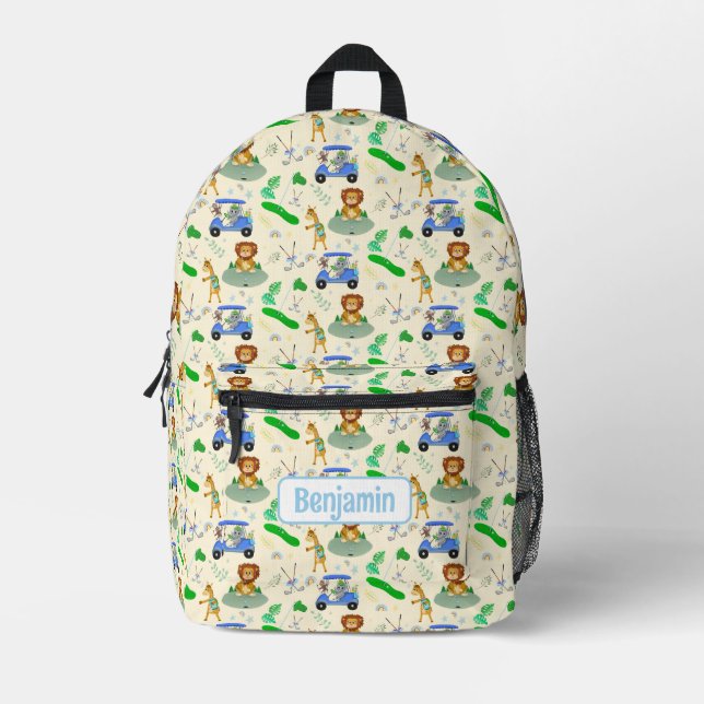 Golfing Jungle Animals Baby Pattern Custom  Printed Backpack (Front)