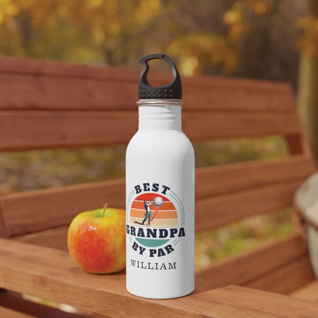 Golfing Legend Grandpa Birthday Personalized 710 Ml Water Bottle (Retro Grandpa Retirement Gift Water Bottle)