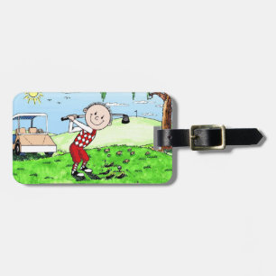 Golfing, Male- Personalized Friendly Folks Cartoon Luggage Tag
