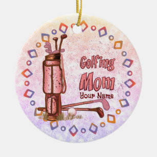 Golfing Mom golf Ceramic Ornament