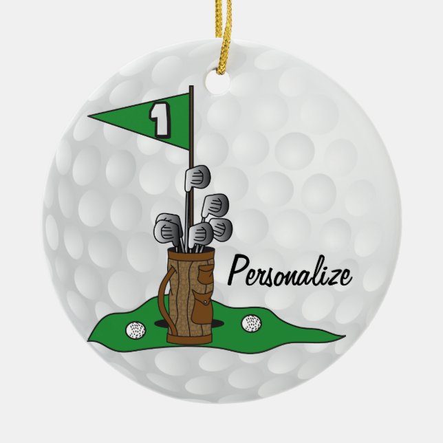Golfing 🏌️‍♀️ on the Green | Personalize | Golf Ceramic Ornament (Front)