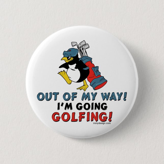 Golfing Penguin 2 Inch Round Button (Front)