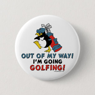 Golfing Penguin 2 Inch Round Button