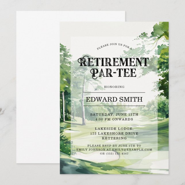 Golfing Retirement Party Invitation (Front/Back)
