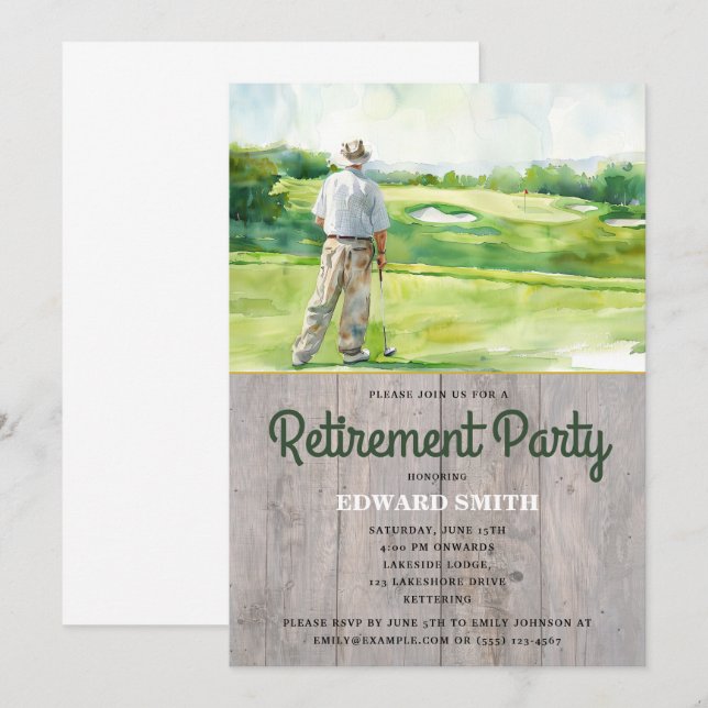 Golfing Retirement Party Invitation (Front/Back)