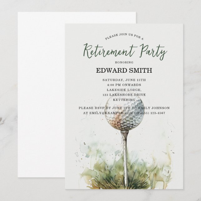Golfing Retirement Party Invitation (Front/Back)