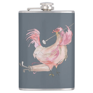 Golfing Rooster Flask