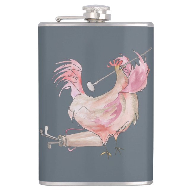Golfing Rooster Flask (Front)