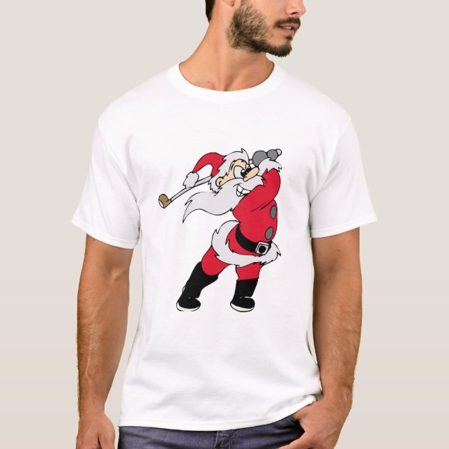 Golfing Santa Christmas T-Shirt (Front)