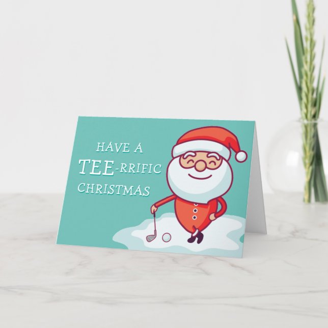Golfing Santa Claus Card (Front)