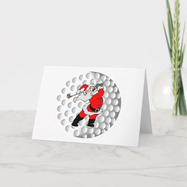 Golfing Santa Holiday Card (Front)