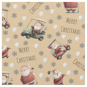 Golfing Santa on Sand Fabric
