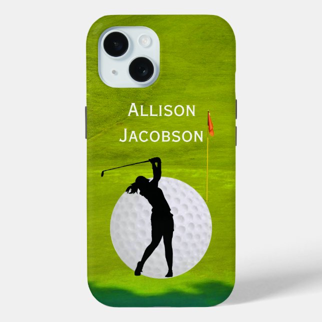 Golfing silhouette Golfer, Ball, Green personalize Case-Mate iPhone Case (Back)