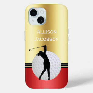 Golfing silhouette Golfer, Ball personalize  iPhone 15 Case