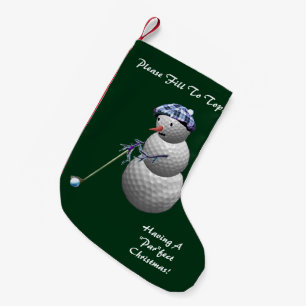Golfing Snowman Christmas Small Christmas Stocking