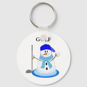 Golfing Snowman Keychain