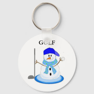 Golfing Snowman Keychain